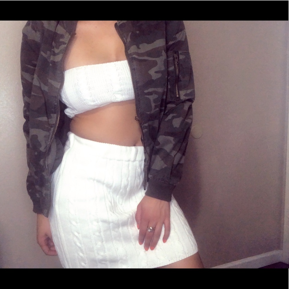 Cream knitted two piece